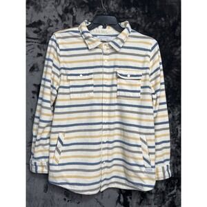 Dictionary Men's Large Stripe Fleece Shacket Snap Shirt Jacket Preppy Southweste